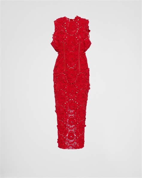 prada red mohair dress|Red Guipure Lace Dress .